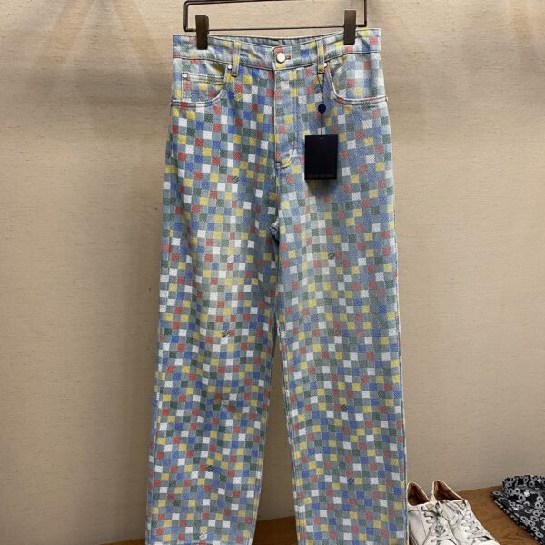 Louis Vuitton-Inspired 2025SS Wide-Leg Jacquard Jeans (UNESCO Tribute Collection)