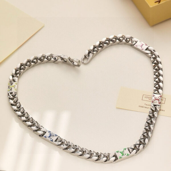 Louis Vuitton-Inspired Mosaic Cuban Link Necklace