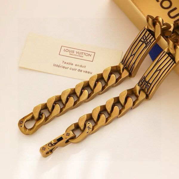 Louis Vuitton-Inspired Epi Gold-Tone Bracelet